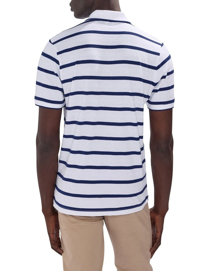 Crawford Stripe Polo in White Stripe image 4
