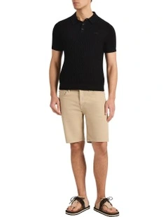 Lucas Cotton Knit Polo in Black
