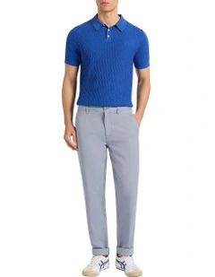 Lucas Cotton Knit Polo in Cobalt