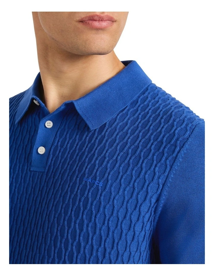 Lucas Cotton Knit Polo in Cobalt image 3