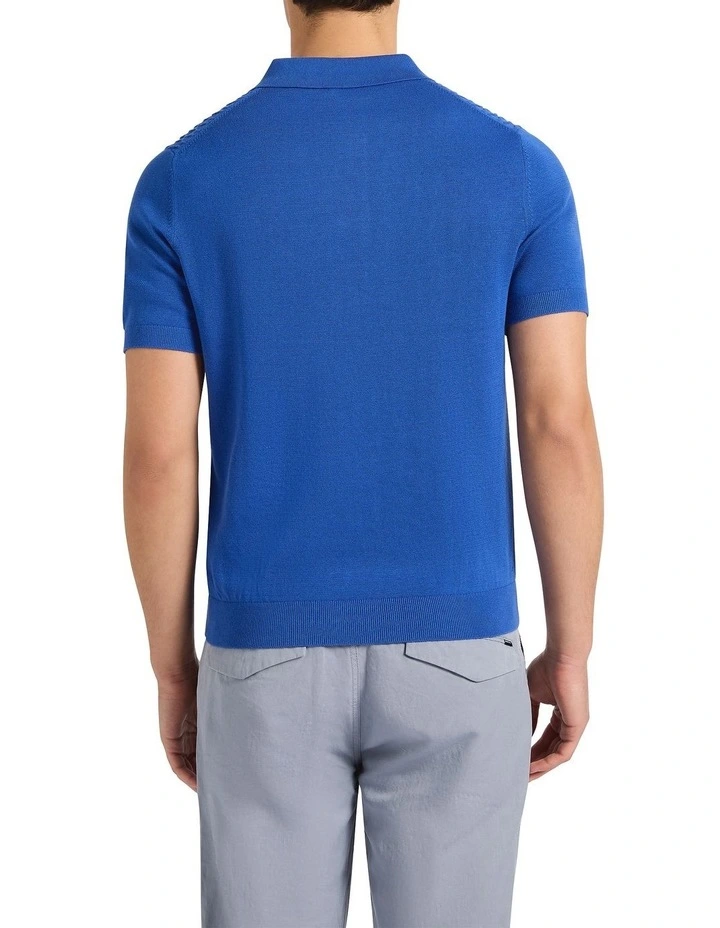 Lucas Cotton Knit Polo in Cobalt image 4