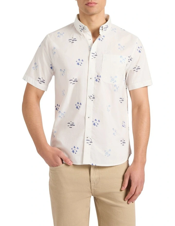 Walter Cotton Shirt in White Multi image 2