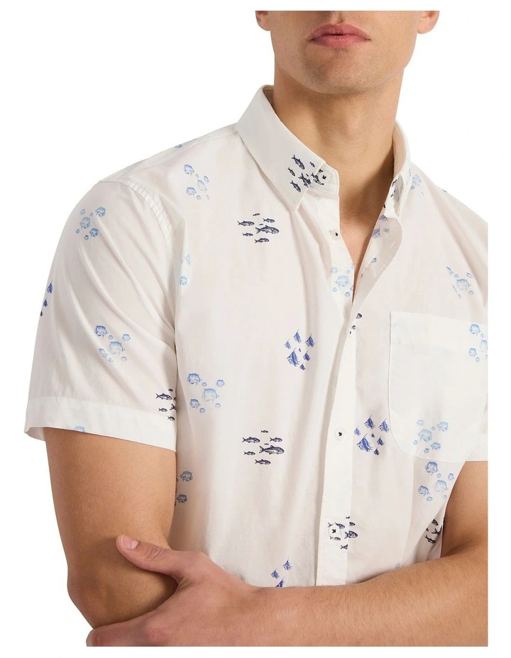 Walter Cotton Shirt in White Multi image 3