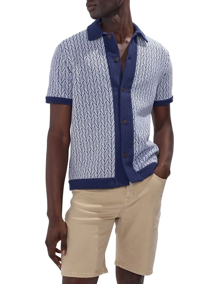 The Chronicle Jersey Shirt in Navy Multi image 1