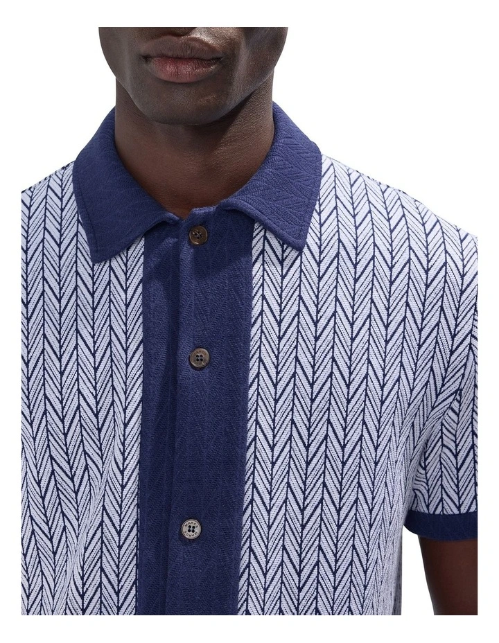 The Chronicle Jersey Shirt in Navy Multi image 3