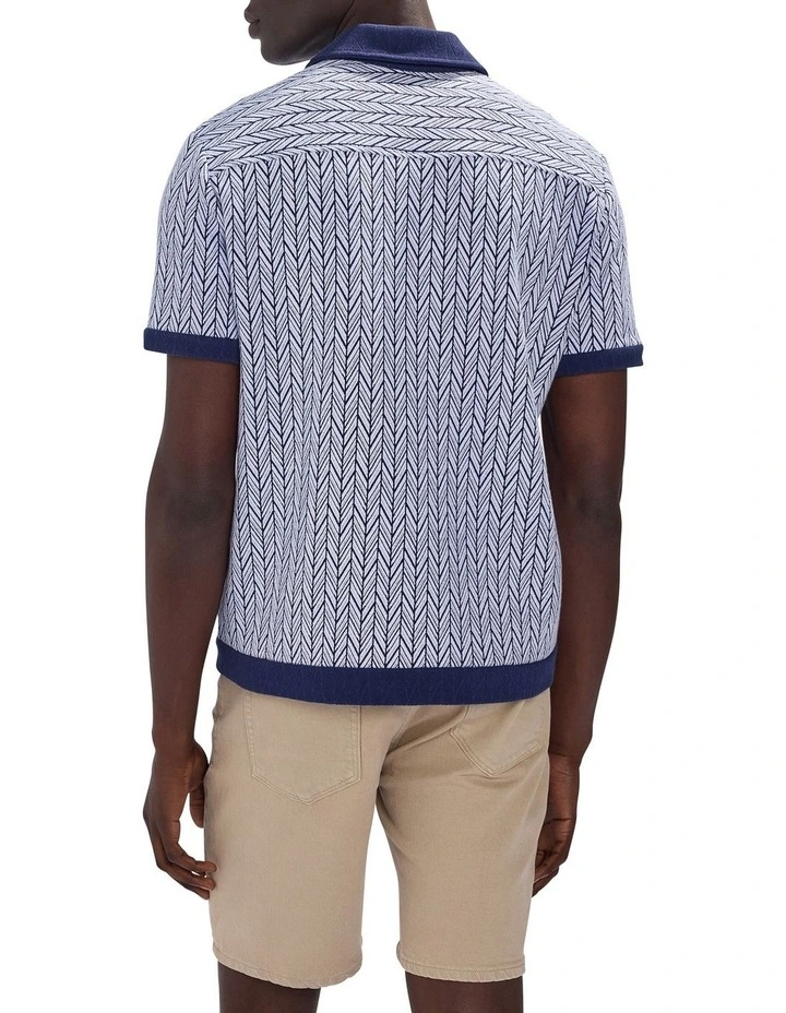 The Chronicle Jersey Shirt in Navy Multi image 4