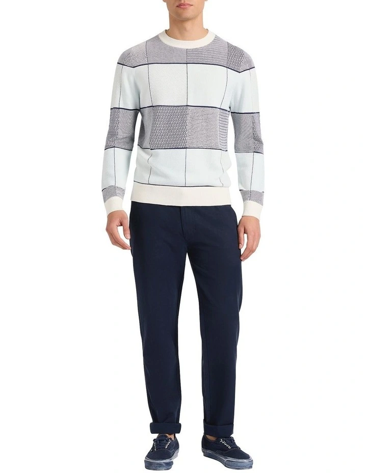 Collins Cotton Check Knitwear in Blue Multi image 1