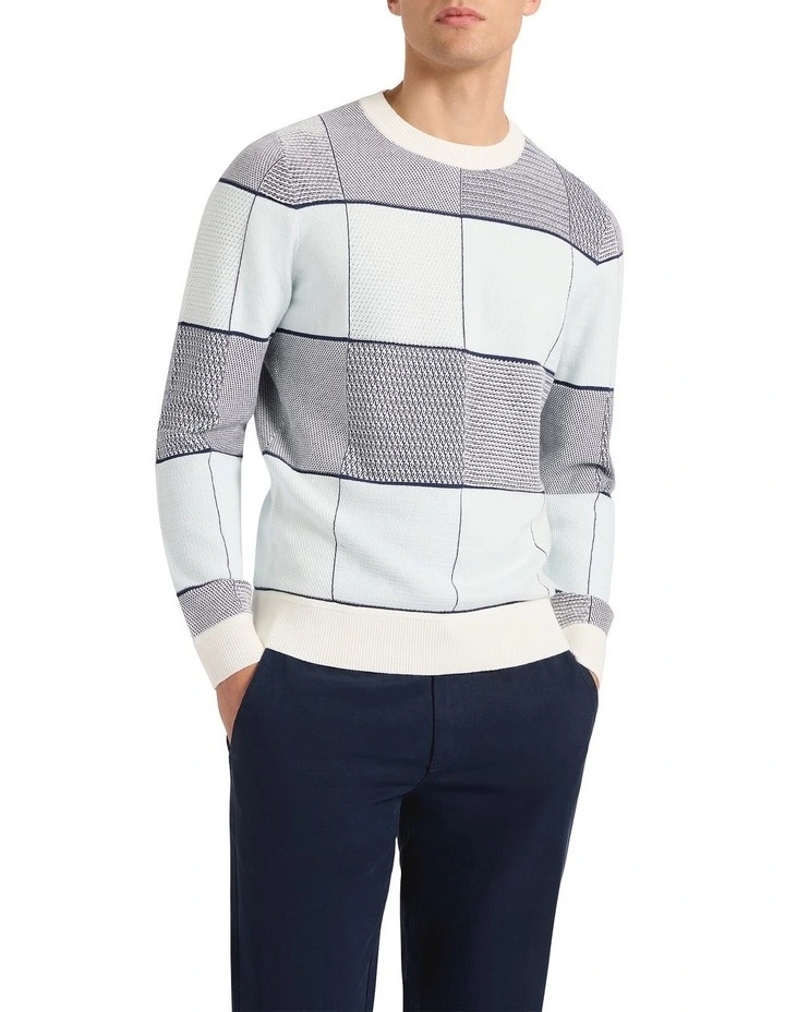 Collins Cotton Check Knitwear in Blue Multi image 2