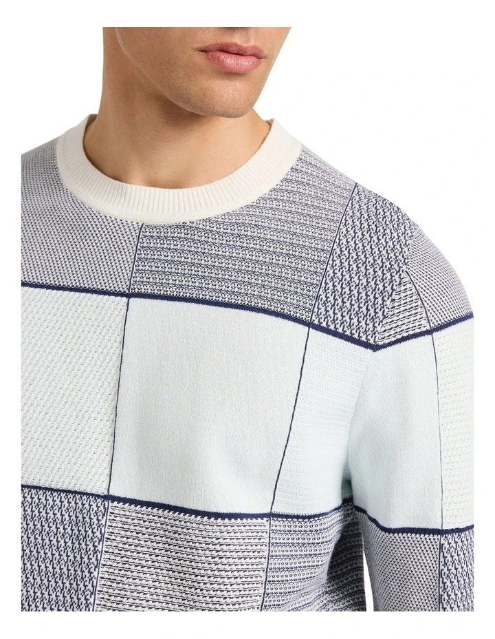 Collins Cotton Check Knitwear in Blue Multi image 3