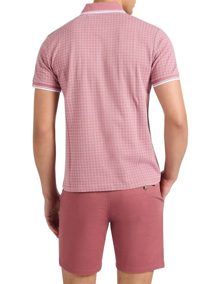 Watson Cotton Jacquard Polo in Deco Rose image 4