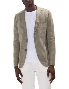 Lestrade Linen Blazer in Olivine Green