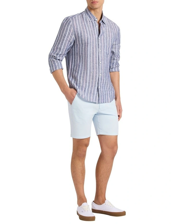 Sherlock Stripe Linen Shirt in Navy Stripe image 2