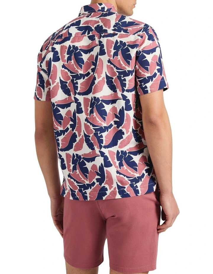 Identity Leaf Linen Mix Shirt in Navy Multi image 4