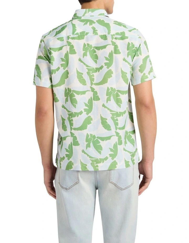 Identity Leaf Linen Mix Shirt in Green Multi image 4