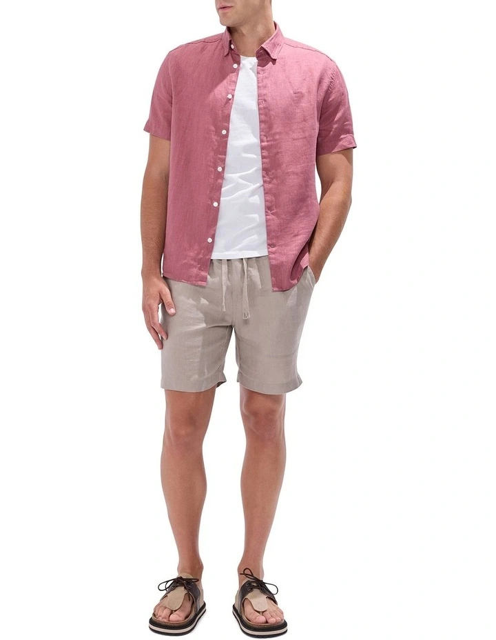 Felix Ss Linen Shirt in Deco Rose image 2