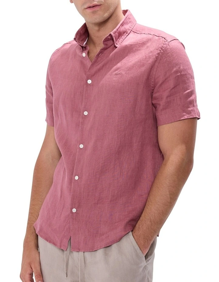 Felix Ss Linen Shirt in Deco Rose image 3