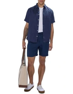 George Linen Short in Navy