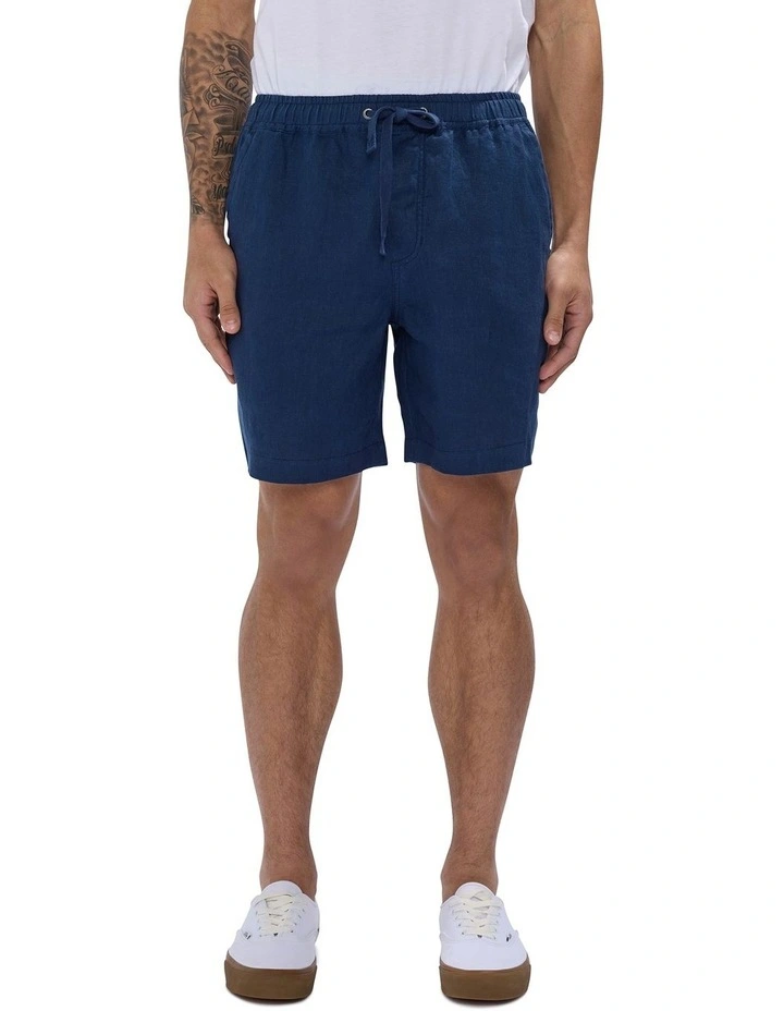 George Linen Short in Navy image 2