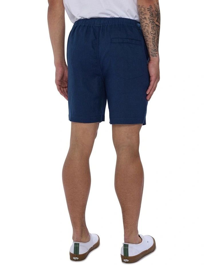 George Linen Short in Navy image 4