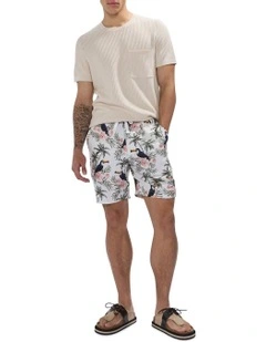 Tropical Thunder Linen Short in Ivory Multi