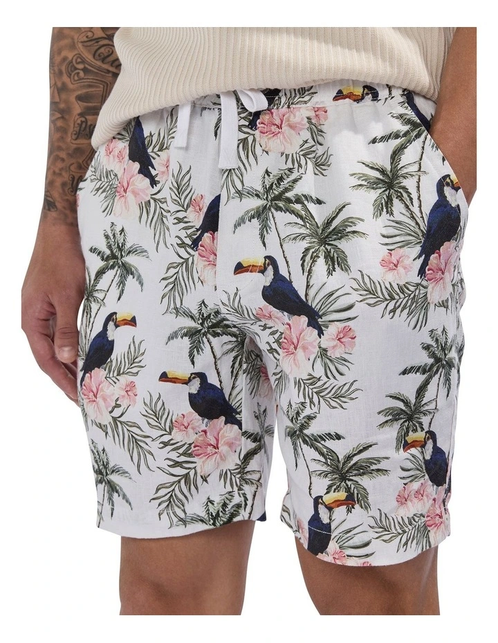 Tropical Thunder Linen Short in Ivory Multi image 3