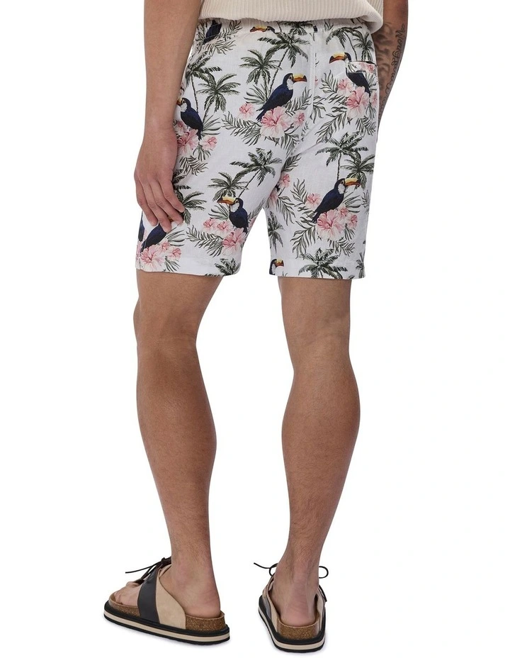 Tropical Thunder Linen Short in Ivory Multi image 4