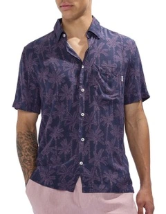 Keep Palm And Carry On Shirt in Navy Multi