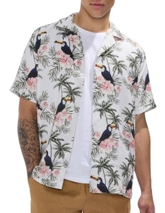 Tropical Thunder Linen Shirt in Ivory Multi