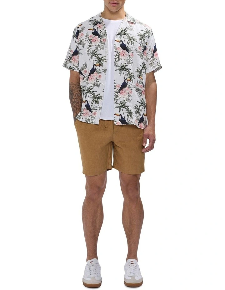 Tropical Thunder Linen Shirt in Ivory Multi image 2