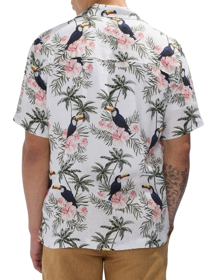 Tropical Thunder Linen Shirt in Ivory Multi image 4