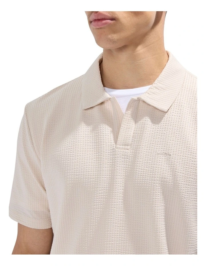 Andrew Textured Polo in Pumice Grey image 3