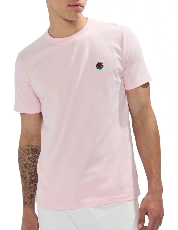 Watermelon Sugar Embroidered Tee in Soft Pink image 1