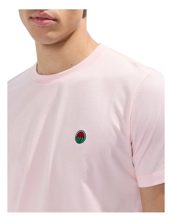 Watermelon Sugar Embroidered Tee in Soft Pink image 3