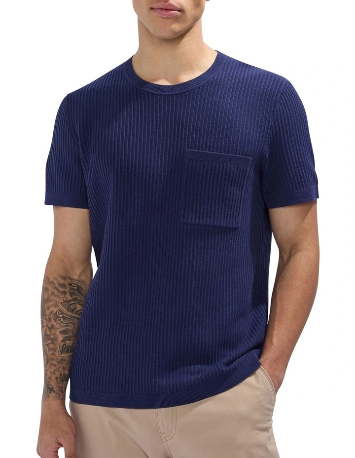 Peralta Knit Tee in Navy image 1