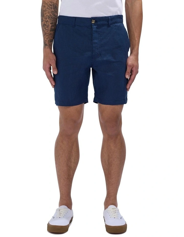 Mickey Linen Short in Navy image 2