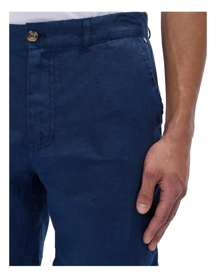 Mickey Linen Short in Navy image 3