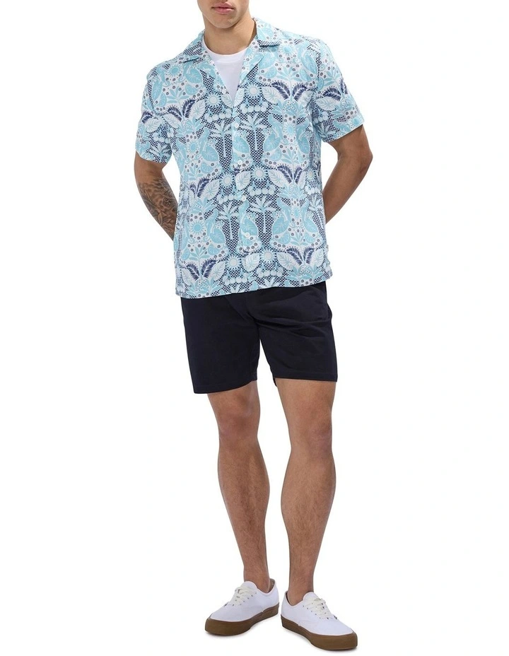 Been A Tile Linen Blend Shirt in Blue Multi image 2