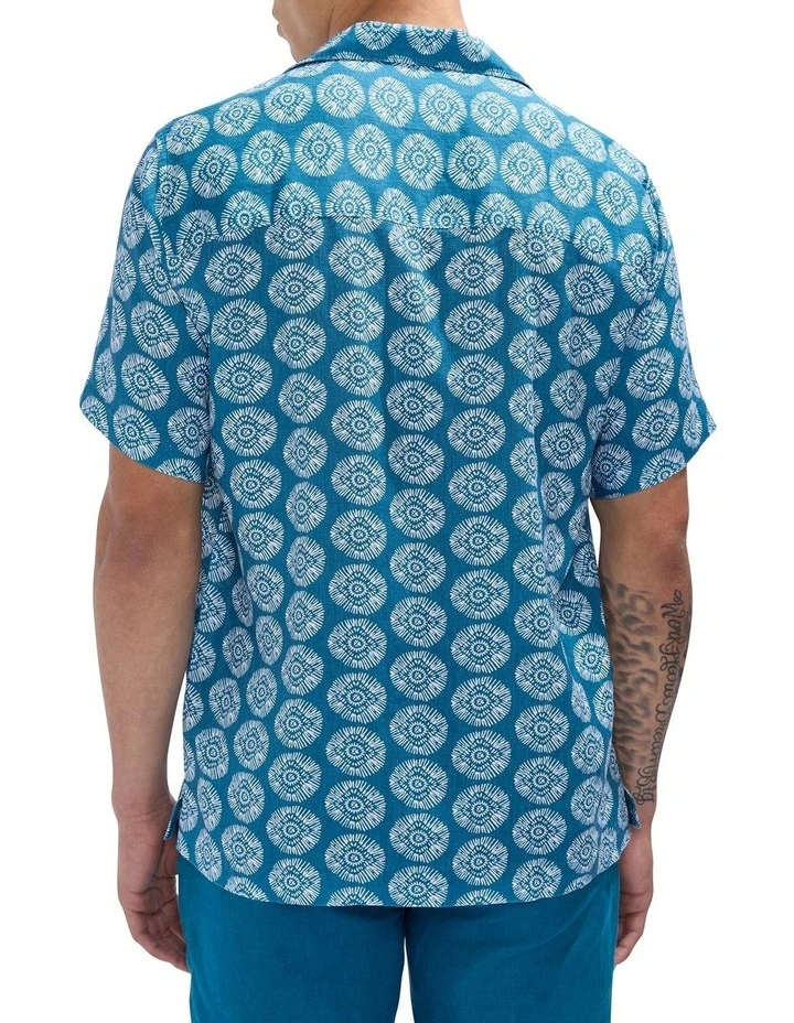 Crush Geo Linen Shirt in Dark Teal image 4