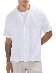 Tim Textured Geo Shirt in White
