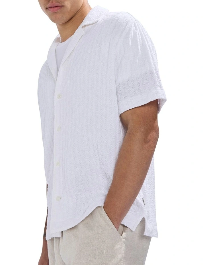 Tim Textured Geo Shirt in White image 3