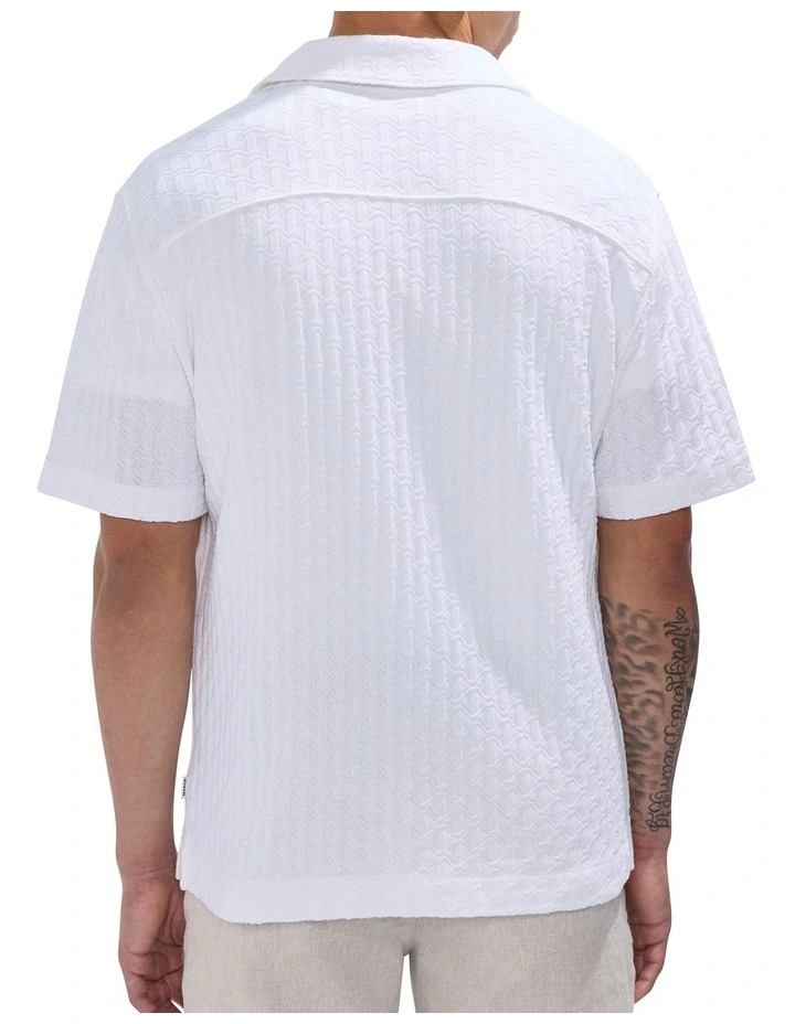 Tim Textured Geo Shirt in White image 4