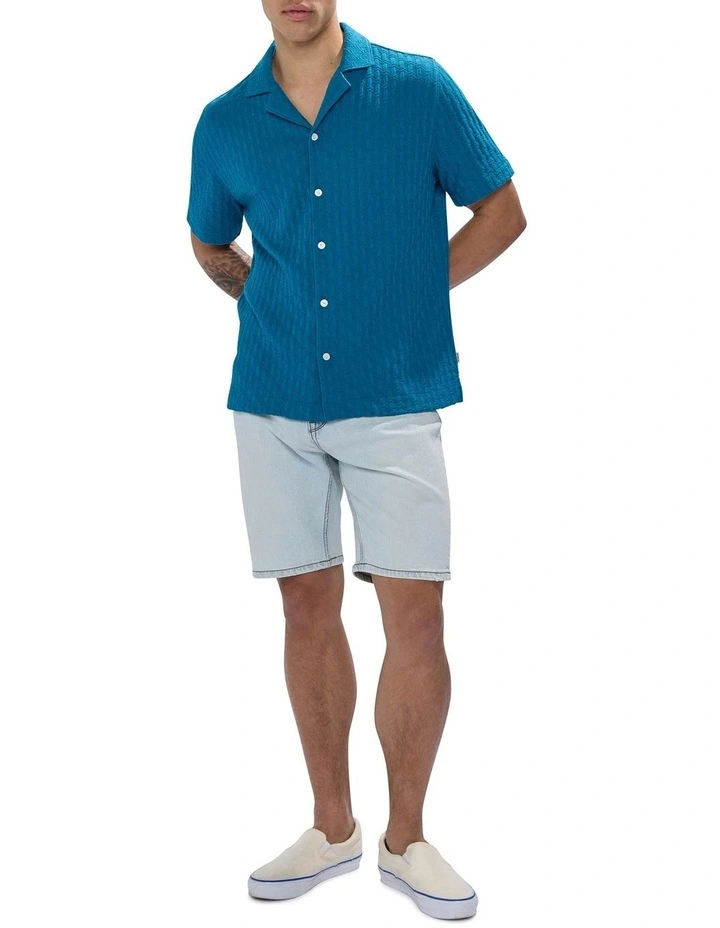 Tim Textured Geo Shirt in Dark Teal image 2