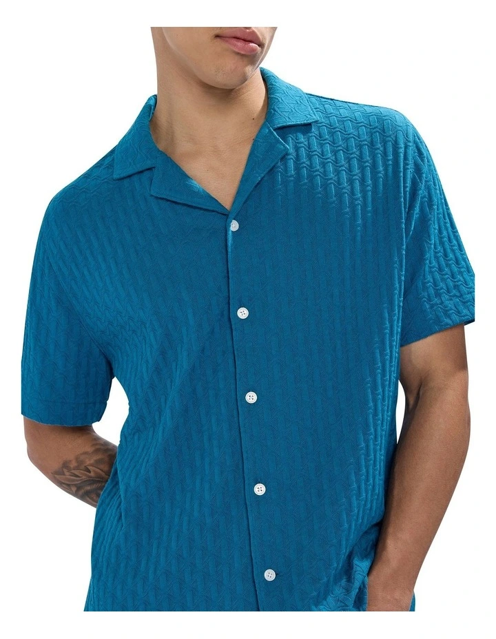 Tim Textured Geo Shirt in Dark Teal image 3