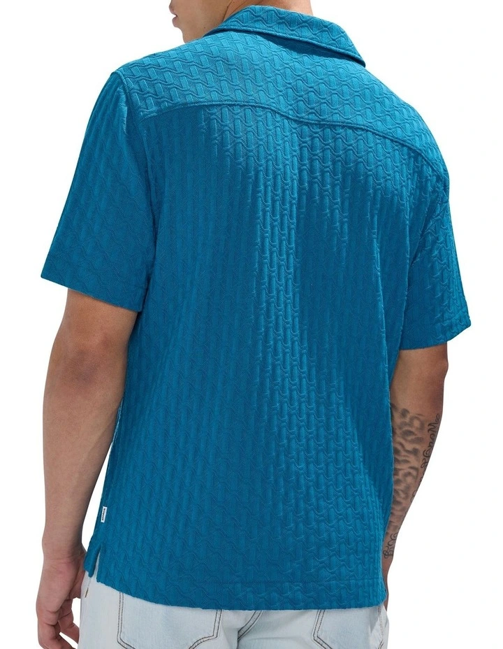 Tim Textured Geo Shirt in Dark Teal image 4