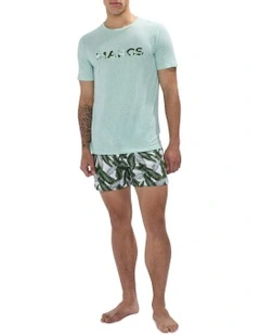 Hot Tropics Pyjama Short Set in Green Multi