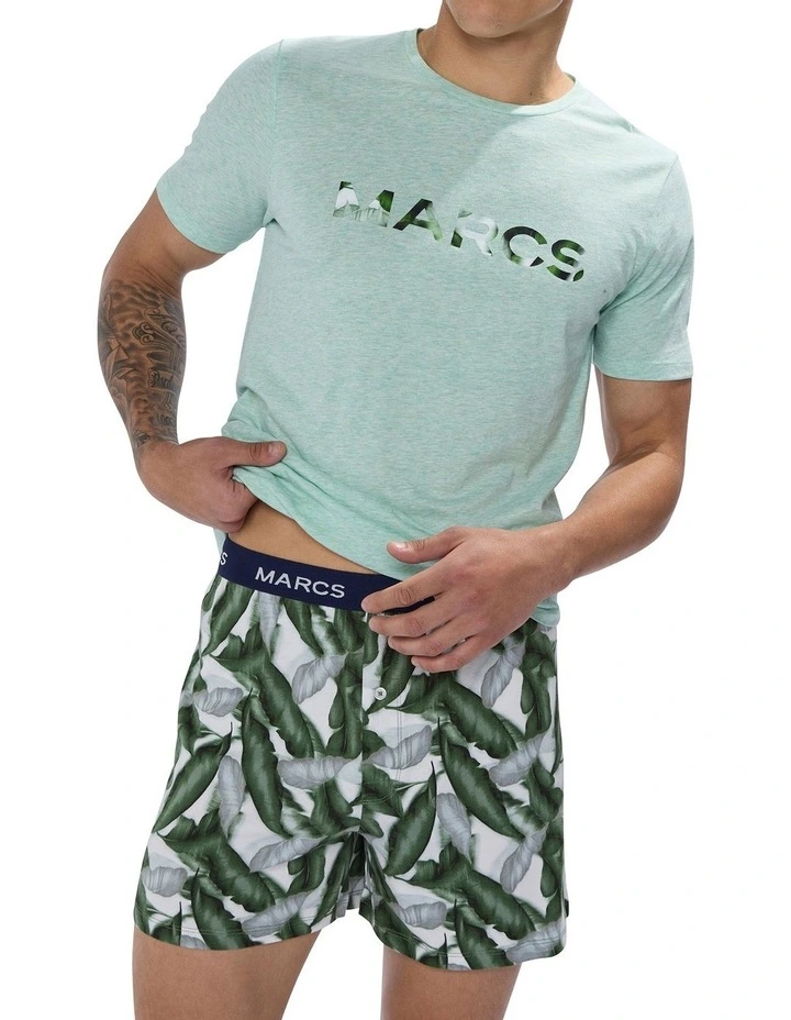 Hot Tropics Pyjama Short Set in Green Multi image 2