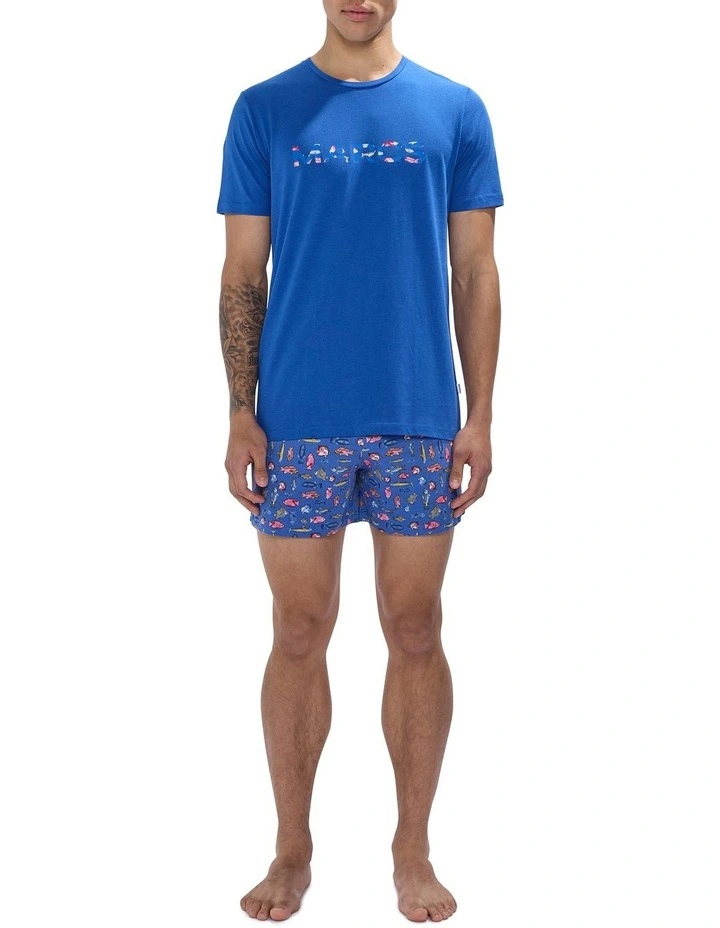 Sea La Vie Pyjama Short Set in Blue Multi image 1