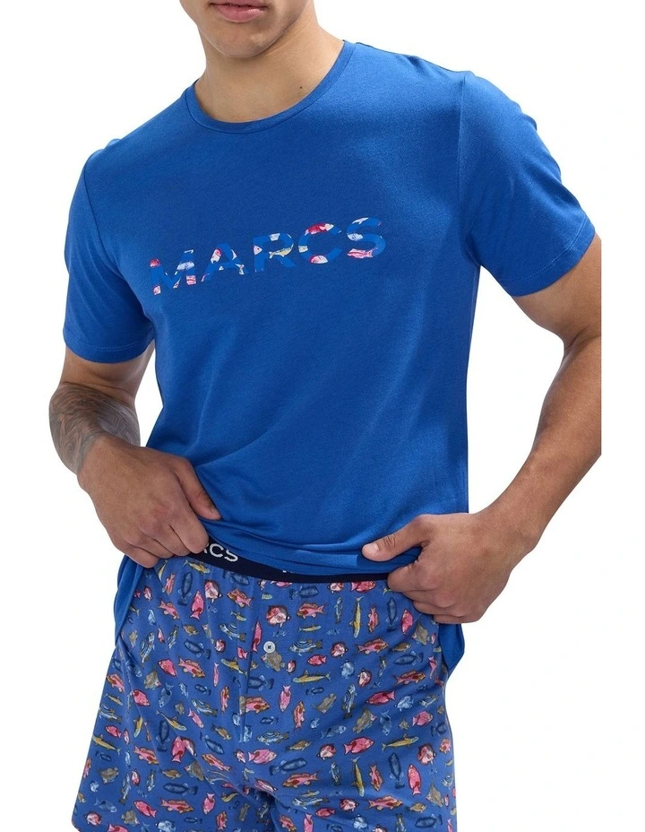 Sea La Vie Pyjama Short Set in Blue Multi image 2
