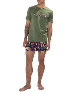 Paint No Love Pyjama Short Set in Green Multi