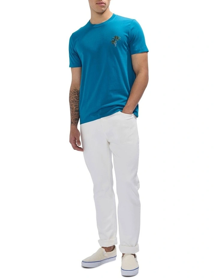 Palm Down Embroidered Tee in Dark Teal image 2